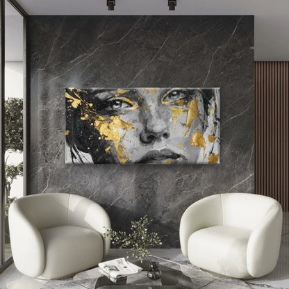 Sophisticated Face, Abstract Wall Art Canvas Office Home Room Framed 120x60cm
