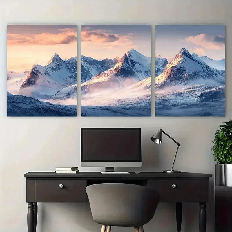 3pcs Norwegian Fjords & Mountains Nature Perfect Wall Art Set Canvas Framed 50x70cm - High Quality Print 100% Australian Made Wall Canvas Ready to Hang