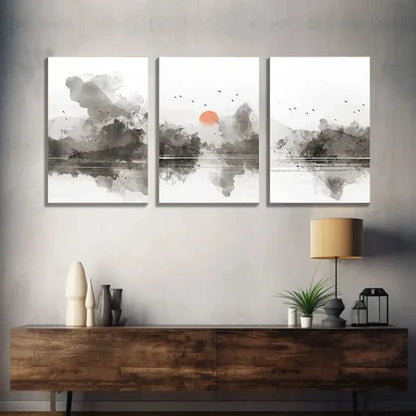 3pcs 3 Pastel Abstract Landscape Modern Wall Art Set Canvas Unframed - High Quality Print 100% Australian Made Wall Canvas - Bella Home Decor