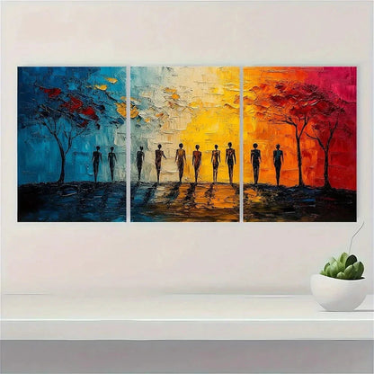 3pcs Abstract Painting African Metal Print Ready to Hang Art - Bella Home Decor