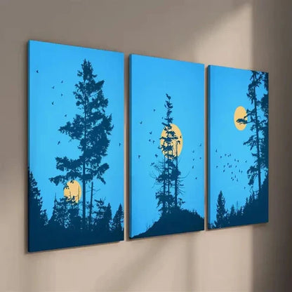 3pcs Landscape of Forest Trees and Birds Wall Art Set Canvas Unframed - High Quality Print 100% Australian Made Wall Canvas