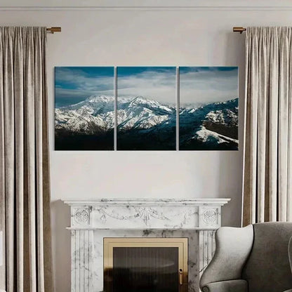 3pcs Snow Mountains on an Ocean Scenery Wall Art Canvas Unframed - High Quality Print 100% Australian Made Wall Canvas