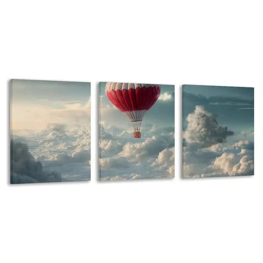3pcs A Journey Above The Clouds, A Peaceful Wall Art Set Canvas Framed 50x70cm - High Quality Print 100% Australian Made Wall Canvas Ready to Hang