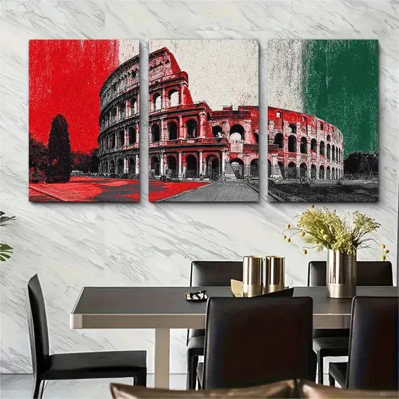 3pcs La Dolce Vita Rome Italy Perfect Perfect Wall Art Set Canvas Framed 50x70cm - High Quality Print 100% Australian Made Wall Canvas Ready to Hang