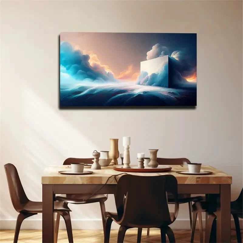 Modern Abstract Dramatic Cloudy Wall Art Canvas Office Home Room Framed 120x60cm