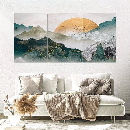 3pcs Modern Abstract Mountain Wall Art Set Canvas Framed 50x70cm - High Quality Print 100% Australian Made Wall Canvas Ready to Hang
