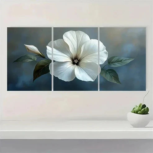 3pcs White Petunia Flower Art Prints X Wall Art Set Canvas Unframed - High Quality Print 100% Australian Made Wall Canvas - Bella Home Decor