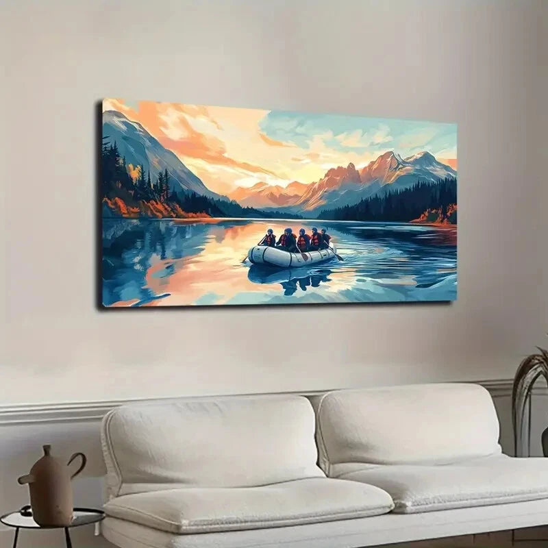 Vibrant Sunset Mountain Lands Wall Art Canvas Office Home Room Framed 120x60cm - Bella Home Decor