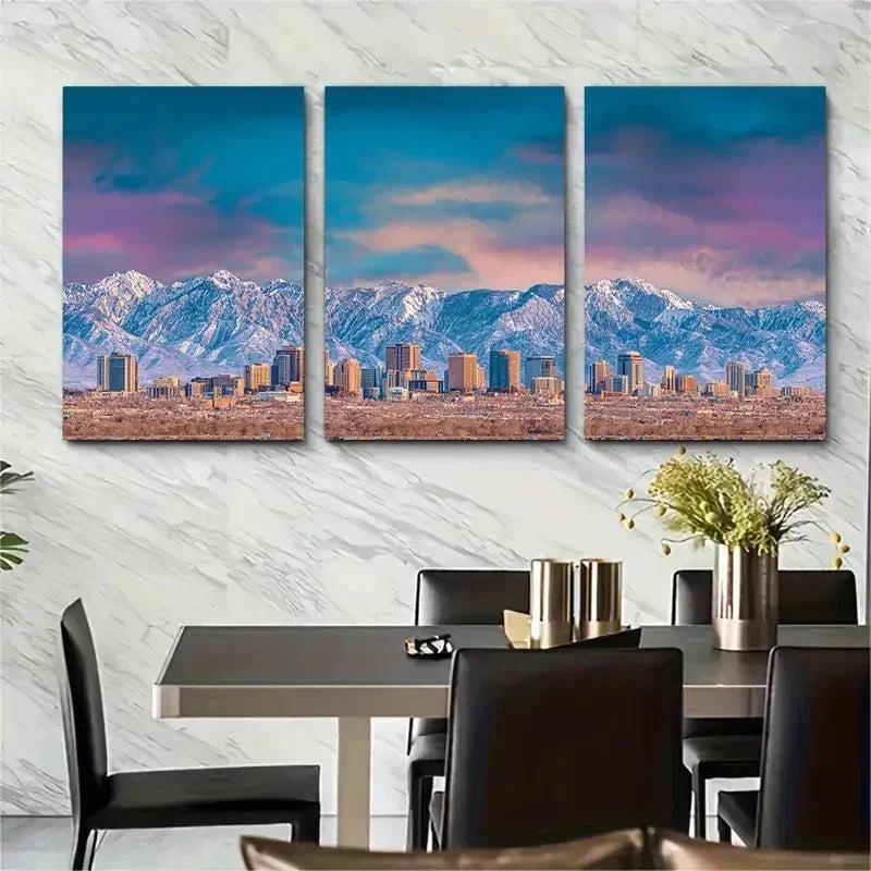 3pcs West Valley City Utah Travel Perfect Wall Art Set Canvas Framed 50x70cm - High Quality Print 100% Australian Made Wall Canvas Ready to Hang