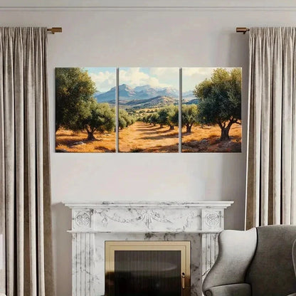 3pcs Nature Landscape Art Olive Grove Trees Wall Art Set Canvas Framed 40x60cm - High Quality Print 100% Australian Made Wall Canvas Ready to Hang - Bella Home Decor