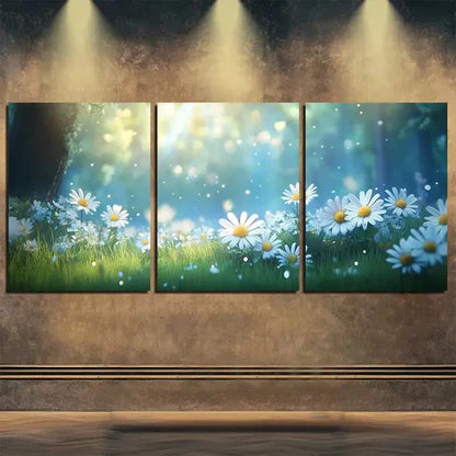 3pcs White Daisy Colorful Nature Beauty Perfect Wall Art Set Canvas Unframed - High Quality Print 100% Australian Made Wall Canvas