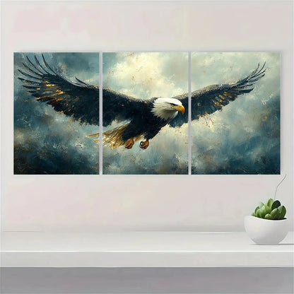 3pcs Flying Eagle Bird Themed Metal Print Ready to Hang Art - Bella Home Decor