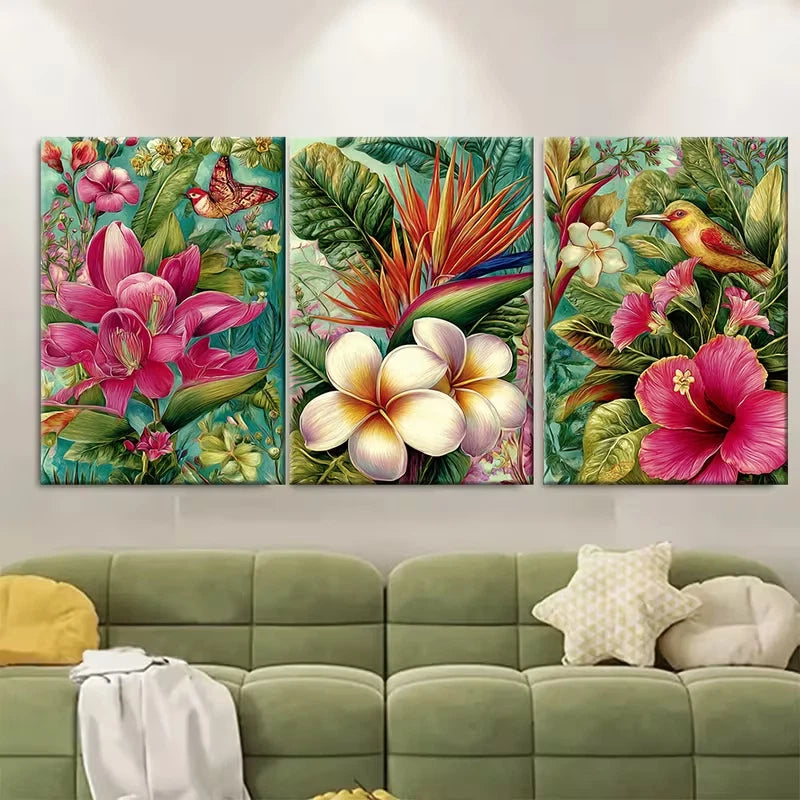 3pcs Guyana Travel Floral Tropical Metal Print Ready to Hang Art