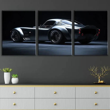 3pcs Vintage Black Cool Sports Cars Gray & Red Wall Art Set Canvas Unframed - High Quality Print 100% Australian Made Wall Canvas