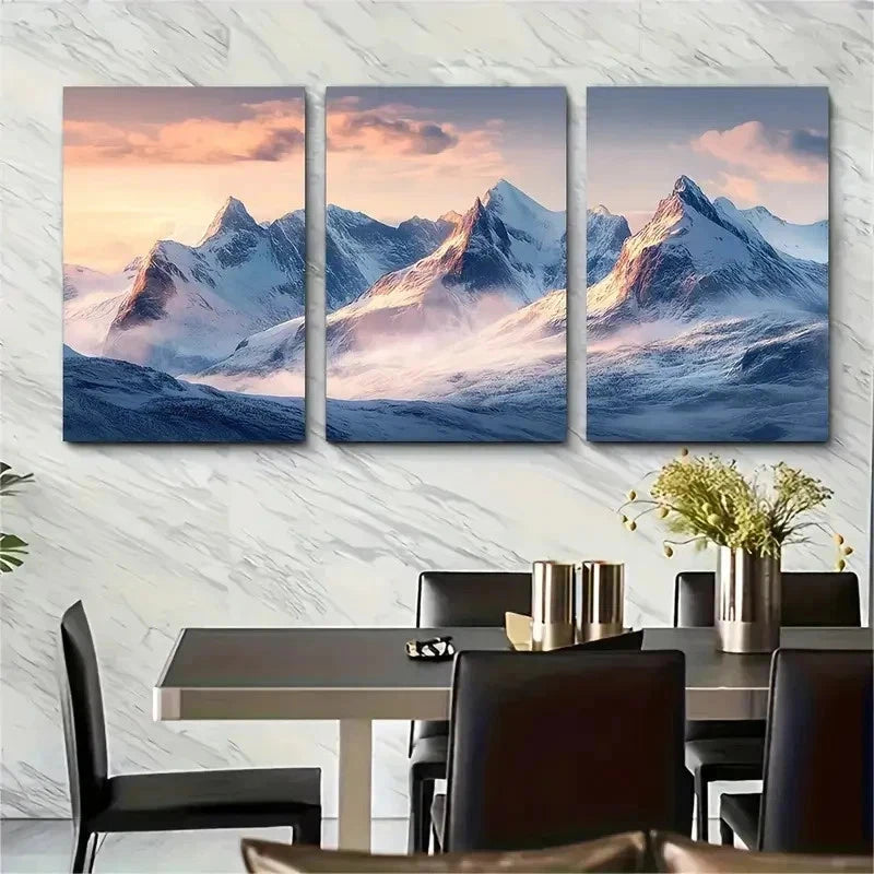 3pcs Norwegian Fjords & Mountains Nature Perfect Wall Art Set Canvas Framed 50x70cm - High Quality Print 100% Australian Made Wall Canvas Ready to Hang