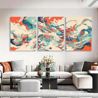 3pcs Mint Swirls Dynamic Contemporary Wall Art Canvas Unframed - High Quality Print 100% Australian Made Wall Canvas