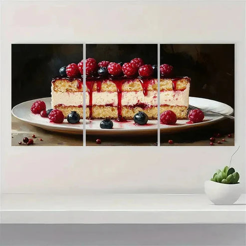 3pcs Cake Dessert Food Delicious Perfect  Wall Art Set Canvas Unframed - High Quality Print 100% Australian Made Wall Canvas - Bella Home Decor