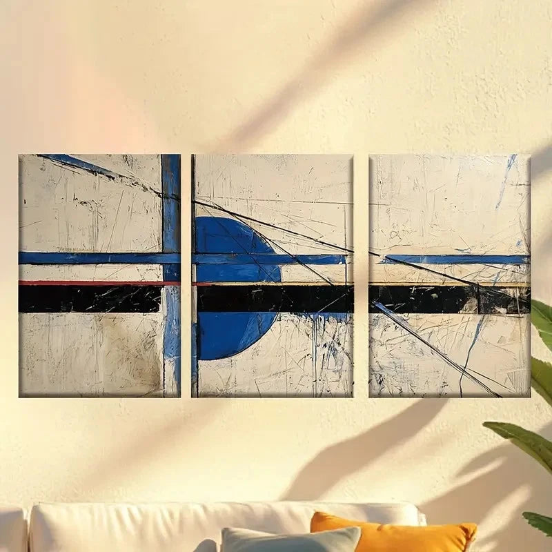 3pcs Abstract blue-gray modern Wall Art Set Canvas Framed 50x70cm - High Quality Print 100% Australian Made Wall Canvas Ready to Hang - Bella Home Decor