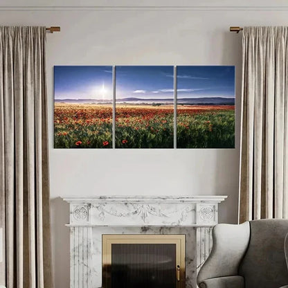 3pcs Sea Of Flowers Flower Garden Scenery Wall Art Canvas Unframed – High Quality Print 100% Australian Made Wall Canvas