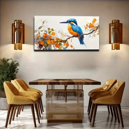 Blue And Orange Bird Creative Wall Art Canvas Office Home Room Framed 120x60cm