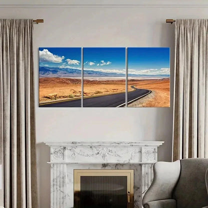 3pcs Highway Desert Road Modern Decor Wall Art Set Canvas Framed 50x70cm - High Quality Print 100% Australian Made Wall Canvas Ready to Hang