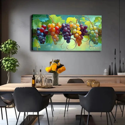 Vibrant Grape Vine Green Wall Art Canvas Office Home Room Framed 120x60cm