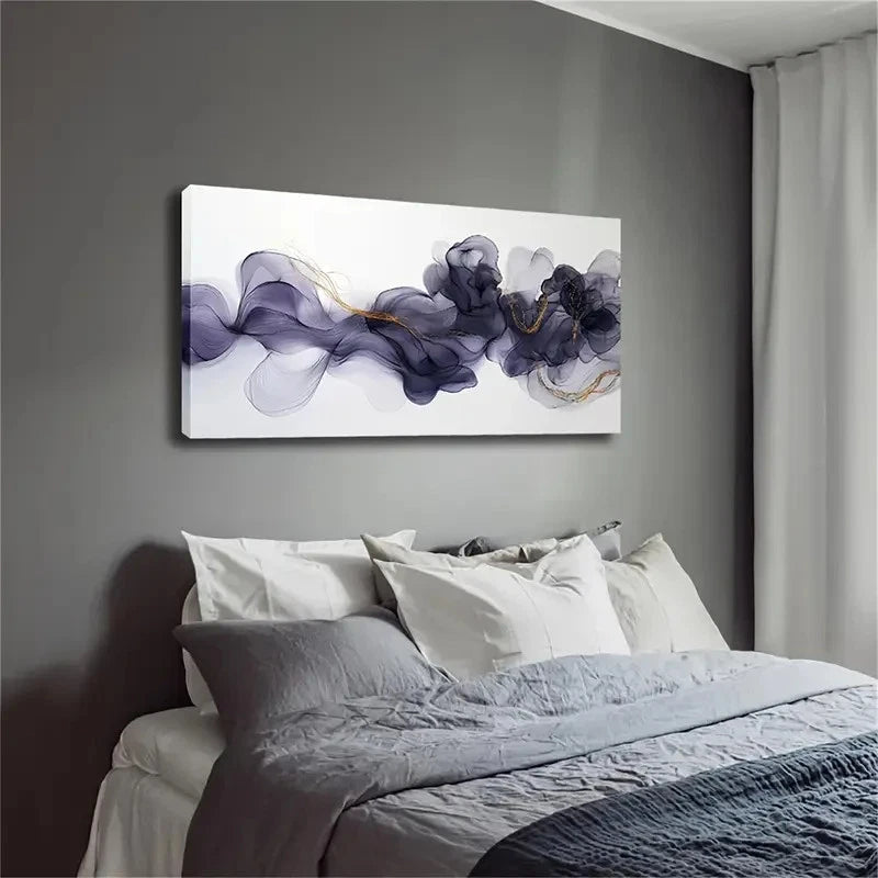 Purple Lines Different Shade Wall Art Canvas Office Home Room Framed 120x60cm