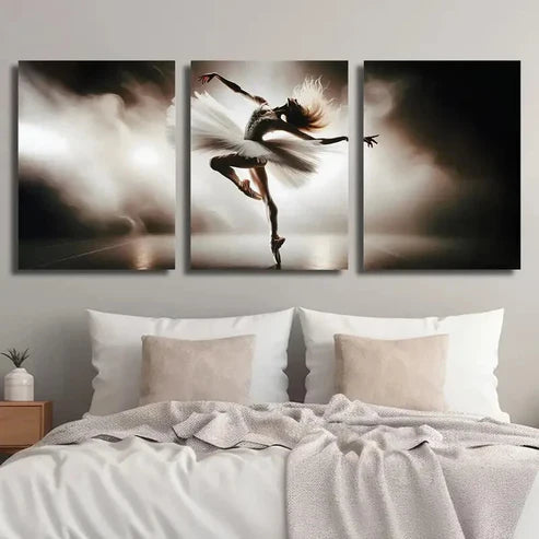 3pcs Ballet Dancing Girl Wall Art Set Canvas Unframed - High Quality Print 100% Australian Made Wall Canvas - Bella Home Decor