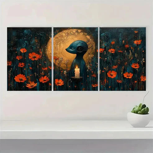 3pcs Candle Holder Fine Art E Wall Art Set Canvas Unframed - High Quality Print 100% Australian Made Wall Canvas