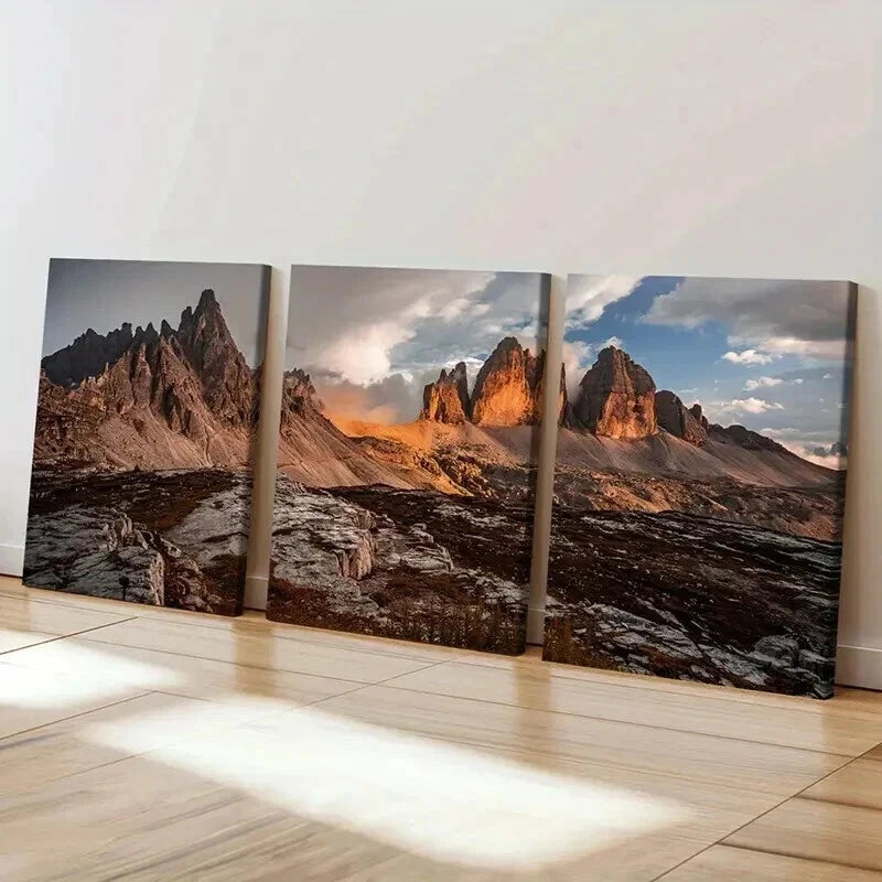 3pcs Sunset & Rocky Mountain Landscape  Wall Art Set Canvas Framed 60x90cm - High Quality Print 100% Australian Made Wall Canvas Ready to Hang - Bella Home Decor