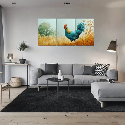 3pcs Colorful Rooster Farmhouse Decor Metal Print Ready to Hang Art - Bella Home Decor