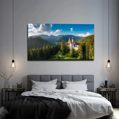 Enchanting Castle Theme Wall Art Canvas Office Home Room Framed 120x60cm