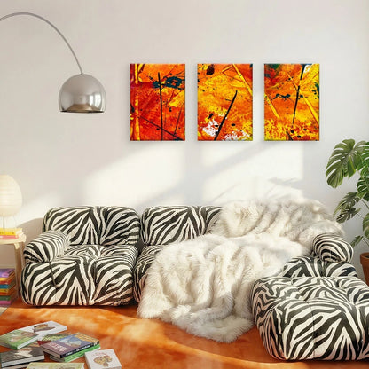 3pcs Abstract Autumn Orange Paint Design Wall Art Set Canvas Framed 40x60cm - High Quality Print 100% Australian Made Wall Canvas Ready to Hang