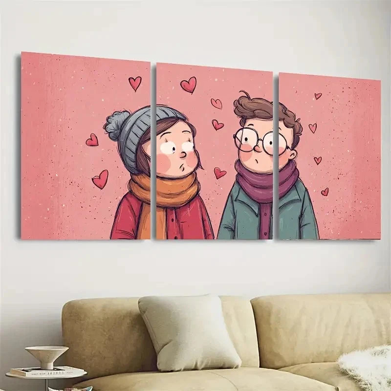3pcs Anniversary Funny Love Couple Art Wall Art Set Canvas Framed 40x60cm - High Quality Print 100% Australian Made Wall Canvas Ready to Hang - Bella Home Decor