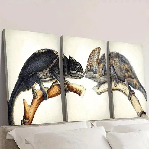 3pcs Featuring a Lizard And a Chameleon Wall Art Canvas Unframed - High Quality Print 100% Australian Made Wall Canvas