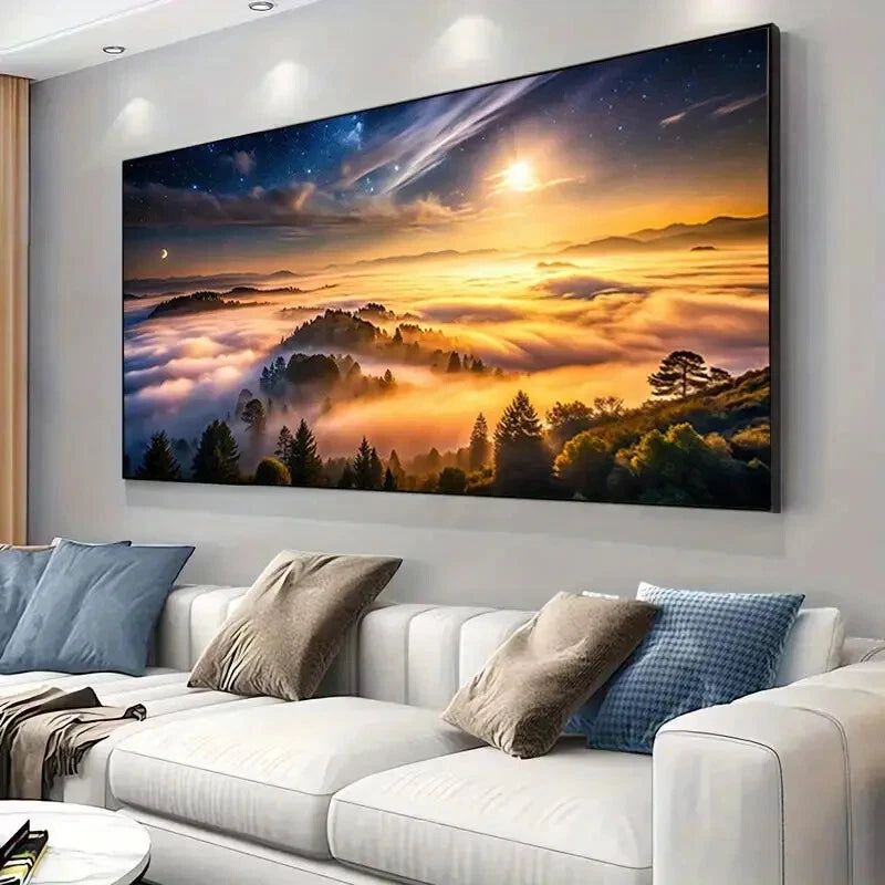 Starry Sky Landscape  wall canvas office home room framed 120x60cm - Bella Home Decor