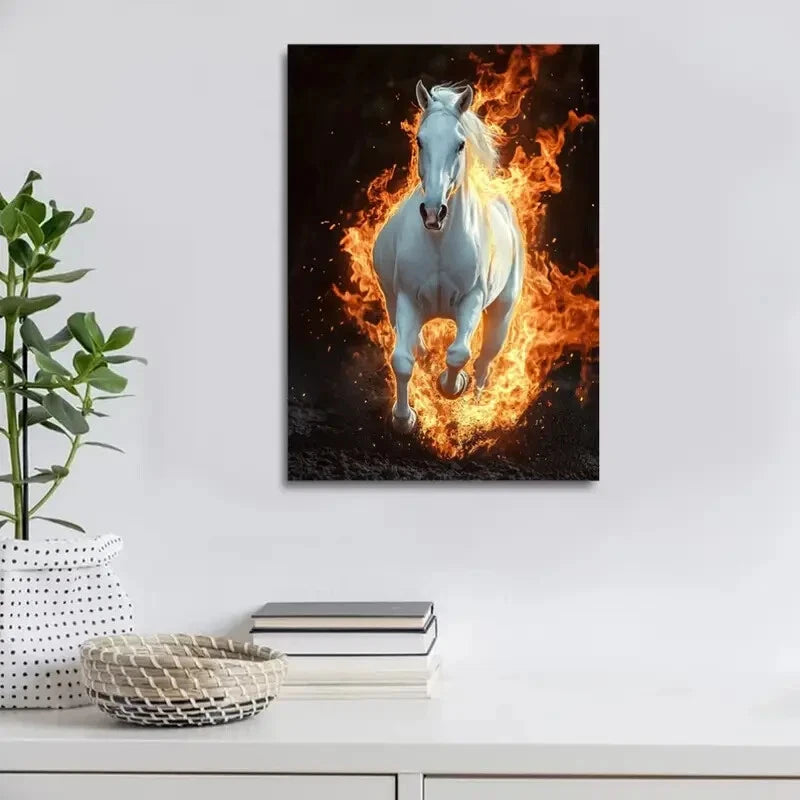 Beautiful Horse Contemporary Painting 40x60cm Metal Print Ready to Hang - Bella Home Decor