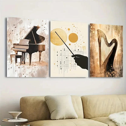 3pcs Classical Music Wall Art Set Canvas Framed 60x90cm - High Quality Print 100% Australian Made Wall Canvas Ready to Hang - Bella Home Decor