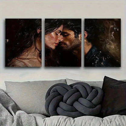 3pcs Featuring an Intimate Kissing Couple Wall Art Set Canvas Framed 40x60cm - High Quality Print 100% Australian Made Wall Canvas Ready to Hang - Bella Home Decor