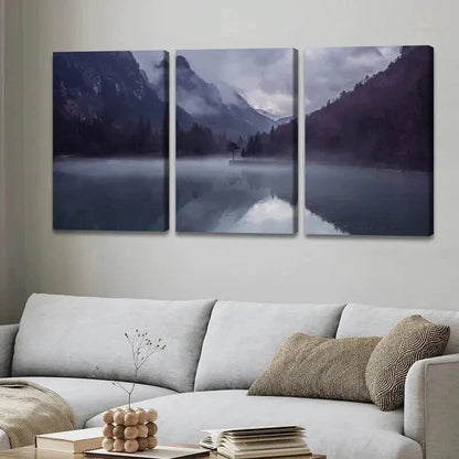 3pcs Mist Over Mountain Lake Décor Perfect Wall Art Set Canvas Framed 60x90cm - High Quality Print 100% Australian Made Wall Canvas Ready to Hang - Bella Home Decor