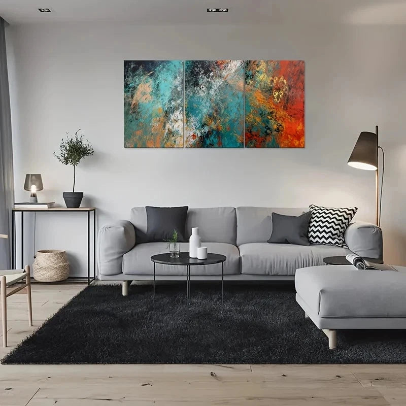 3pcs Abstract Colorful Vibrant Metal Print Ready to Hang Art - Bella Home Decor