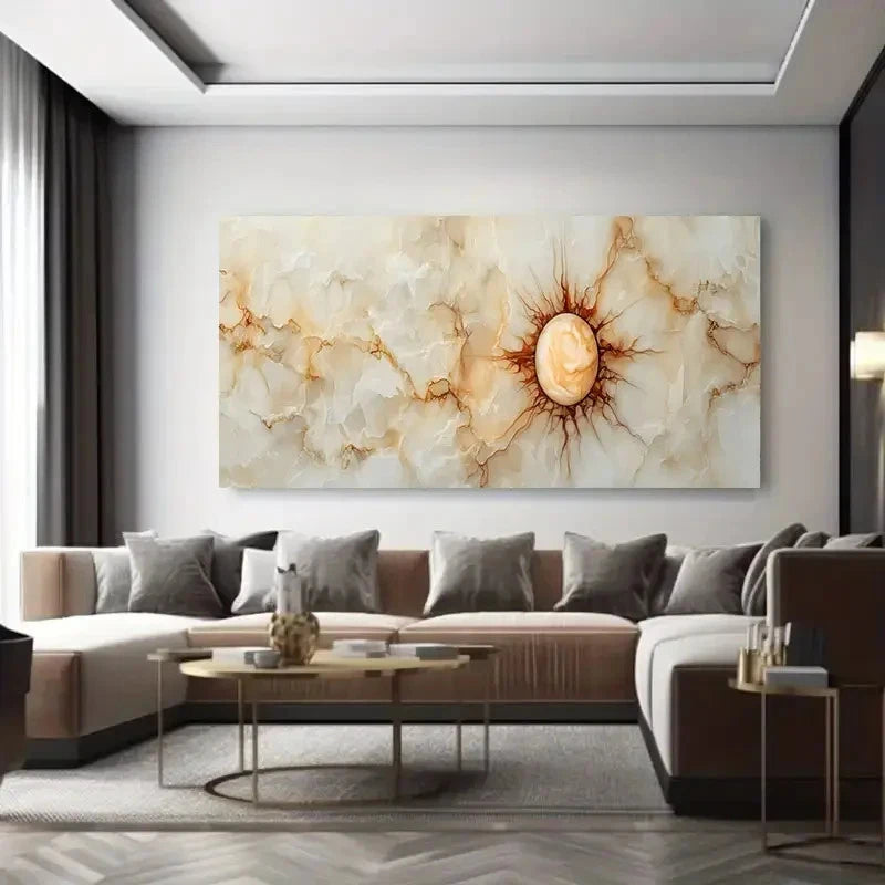 Marble Texture with Central Sph Wall Art Canvas Office Home Room Framed 120x60cm