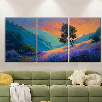 3pcs Sunrise Botanical Tree Creek Texture Metal Print Ready to Hang Art