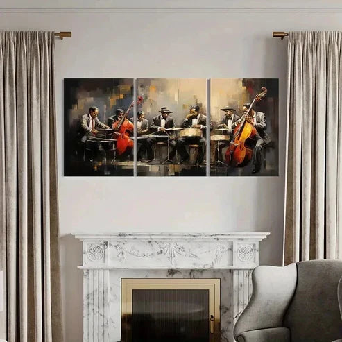 3pcs Abstract Jazz Band Performance Wall Art Canvas Unframed - High Quality Print 100% Australian Made Wall Canvas - Bella Home Decor