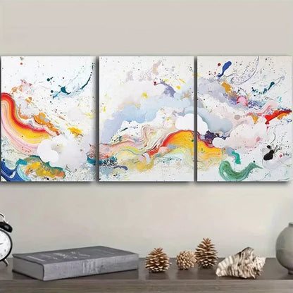 3pcs Colorful Paint Splash Canvas Abstract Wall Art Canvas Unframed - High Quality Print 100% Australian Made Wall Canvas - Bella Home Decor