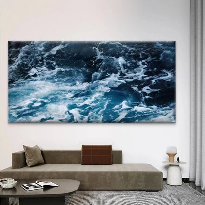 Ocean Waves & Sea Foam Wall Art Canvas Office Home Room Framed 120x60cm
