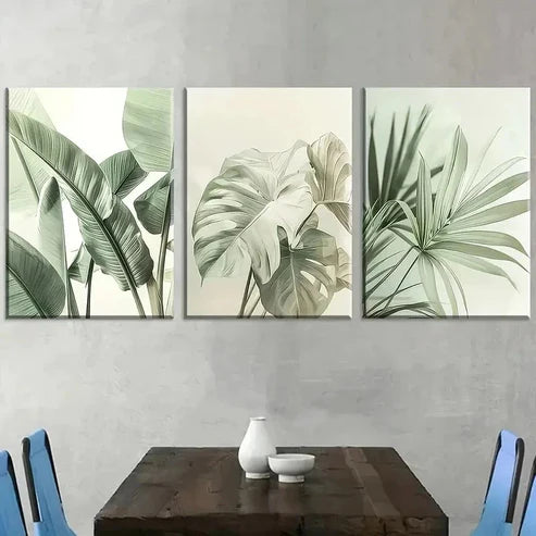 3pcs Natural Plant Leaves Simple Lands Wall Art Canvas Unframed - High Quality Print 100% Australian Made Wall Canvas