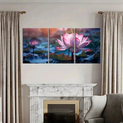3pcs Fantasy Flower Beautiful Lotus Water Lily Wall Art Set Canvas Framed 40x60cm - High Quality Print 100% Australian Made Wall Canvas Ready to Hang - Bella Home Decor