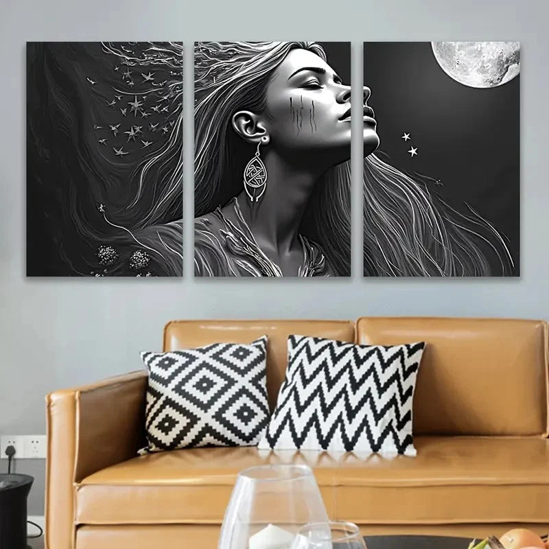 3pcs Black And White Picture Wall Art Set Canvas Framed 60x90cm - High Quality Print 100% Australian Made Wall Canvas Ready to Hang - Bella Home Decor