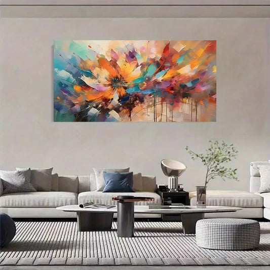 Colorful Flower Palette Knife Wall Art Canvas Office Home Room Framed 120x60cm